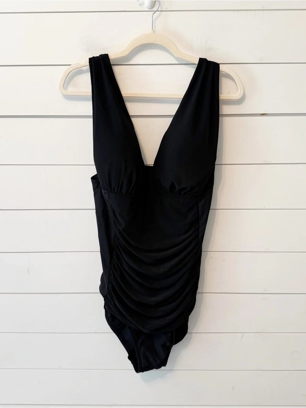 NWOTs Beyond Control | Solid Plunge V-Neck One-Piece Swimsuit in Black Size 16